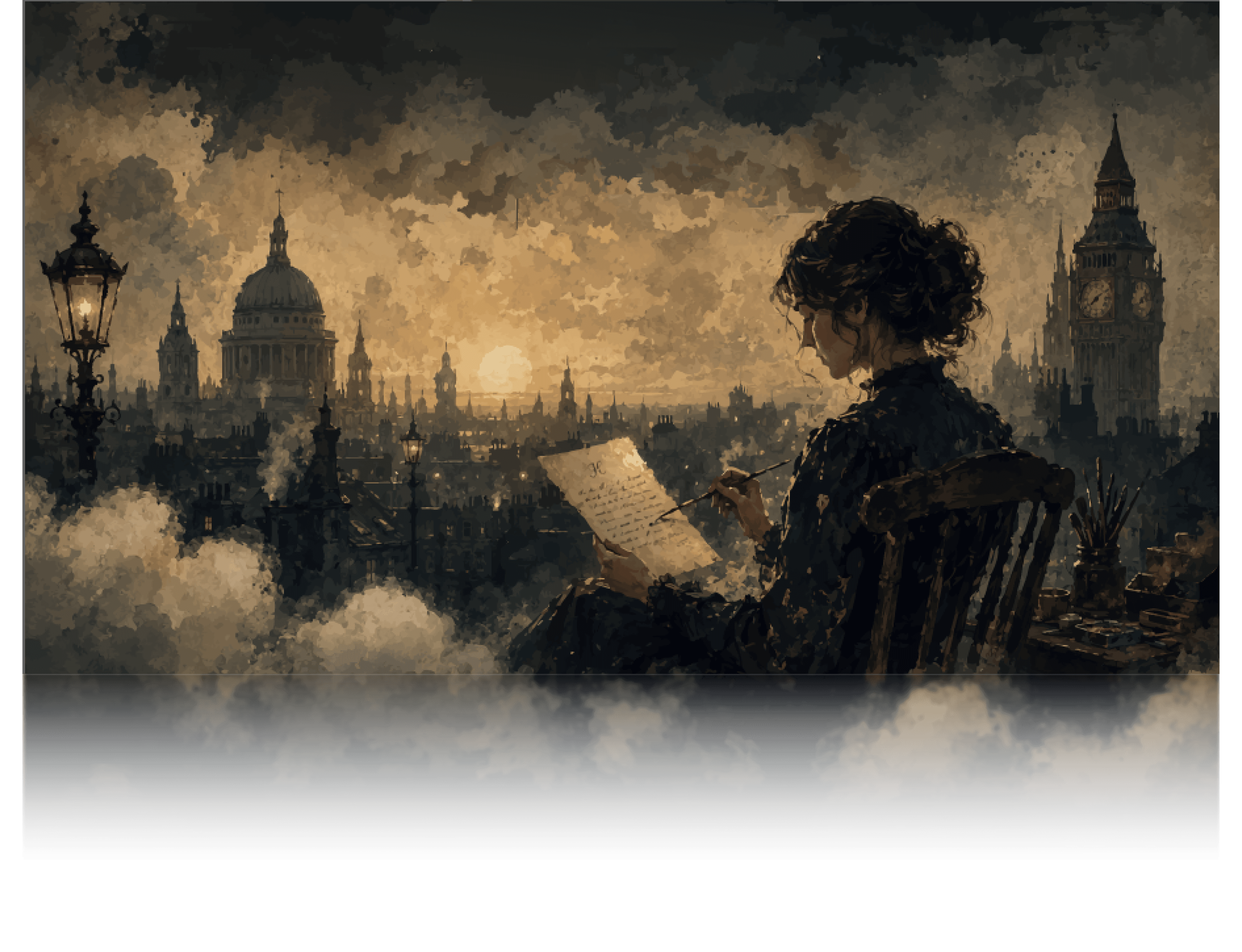 A dimly lit Victorian loft interior at dusk — the atmospheric setting for Letters from the Loft.